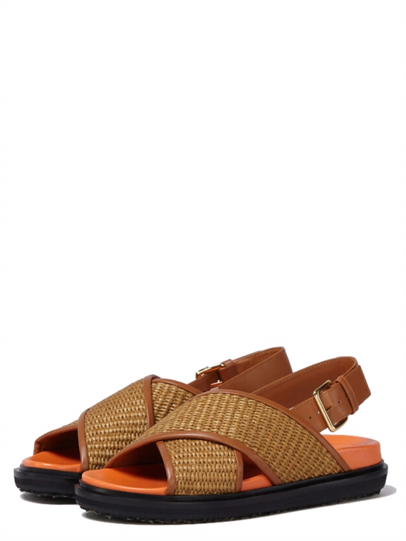Marni Fussbett Criscross Sandaler, Raw Siena/Dust Apricot 